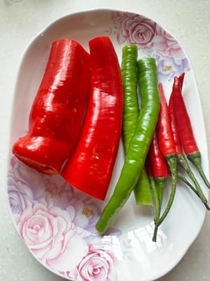 j'aime les poivrons verts et rouges, utilisez la bonne quantité