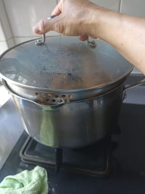盖上锅盖，用中火煮 10 分钟，然后继续用小火煮熟。