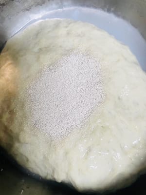 制作面筋：面筋里加 2 克酵母，揉匀后放 30 度左右环境发酵 20 分钟。发酵好，放蒸锅蒸 15 分钟，香喷喷的面筋就成啦，凉拌、焖肉都好吃~