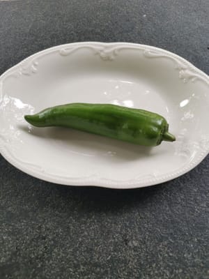 青唐辛子を薄切りにする