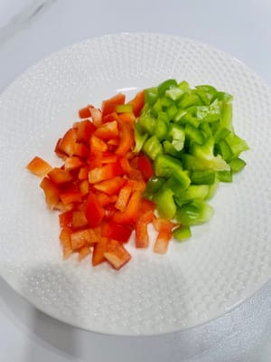 Dice the bell pepper and set aside.
