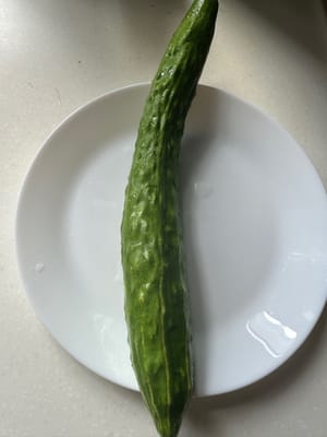 1 cucumber. Peel 2/3 of it.
