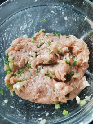 dann die geschnittenen Frühlingszwiebeln hinzufügen und umrühren