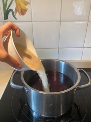 While the tea is steeping add the sugar to the tea