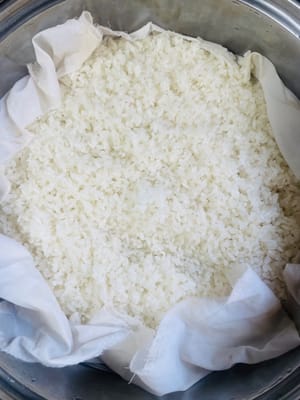 Biarkan beras ketan dingin hingga 28-30 derajat.