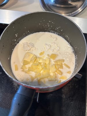 Bring all ingredients to a clean pot and incorporate under low heat