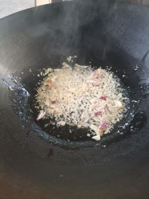 then add the spices (shallots, garlic and ginger)