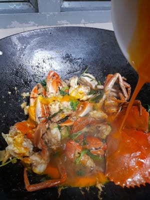 Finally add the eggs, stir well.