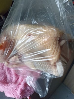 Quindi metti il pollo nella plastica