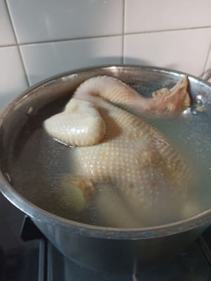 Mettere il pollo in una padella
