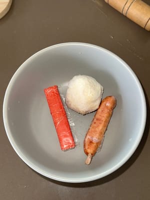 Crab stick, hotpot balls, sausage
