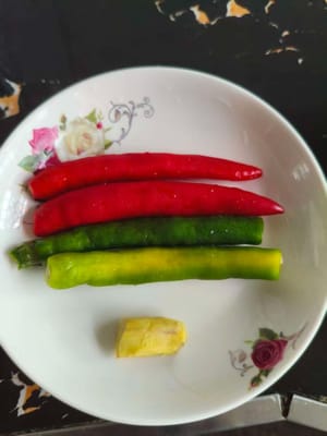30g green and red peppers, 20g ginger