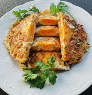 fried fritters with fried egg