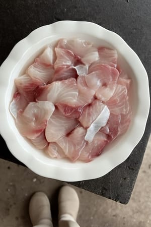 Añade sal, maicena y agua al filete de pescado y revuelve bien. Dejar reposar durante 10 minutos.