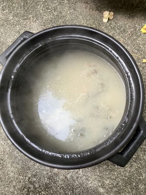 Die Suppe sollte nach 2 Stunden milchig sein