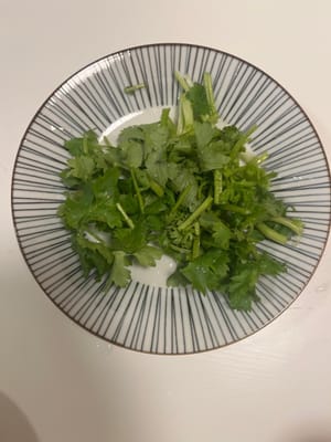 Cut coriander into small pieces