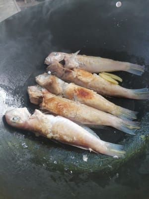 然後放入薑和魚