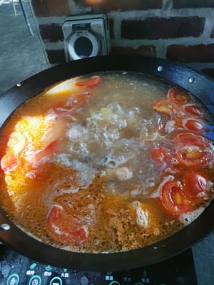 然後加水
