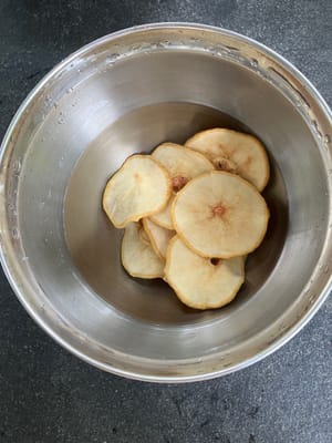 Soak pear for 30 minutes.