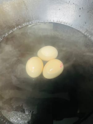 Boil a few eggs and peel them for later use.