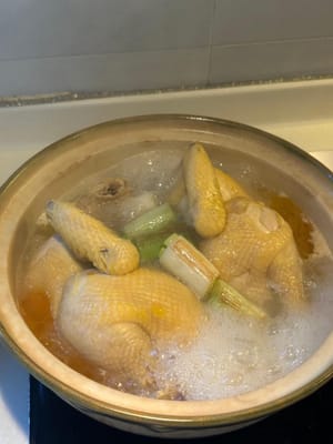 Dejar hervir junto con los puerros salteados durante unos 25 minutos a fuego medio con la tapa puesta.