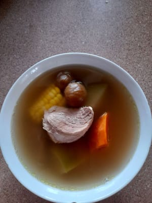 The soup is cooked and ready to be served