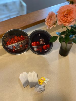 紅茶ティーバッグ1個とウーロン茶ティーバッグ1個