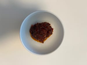 Pasta de frijoles con cuchara