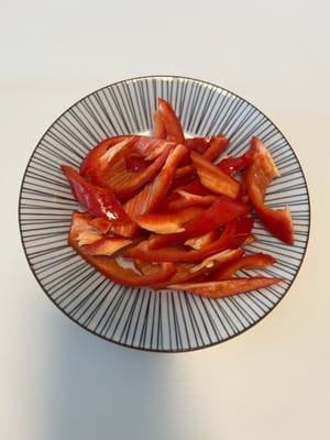 Cubos de pimiento rojo