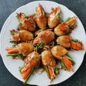 去骨雞翅，釀蔬菜