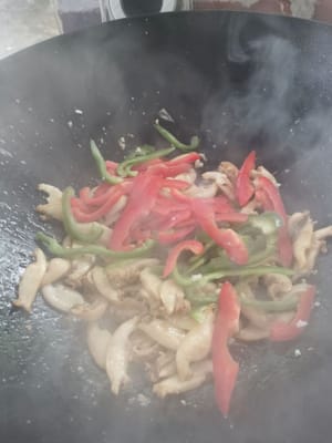 then put in the red chilies and green chilies