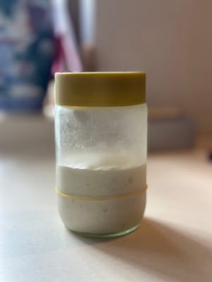 Sortez du réfrigérateur, votre pâte à poolish doit doubler ou tripler de volume